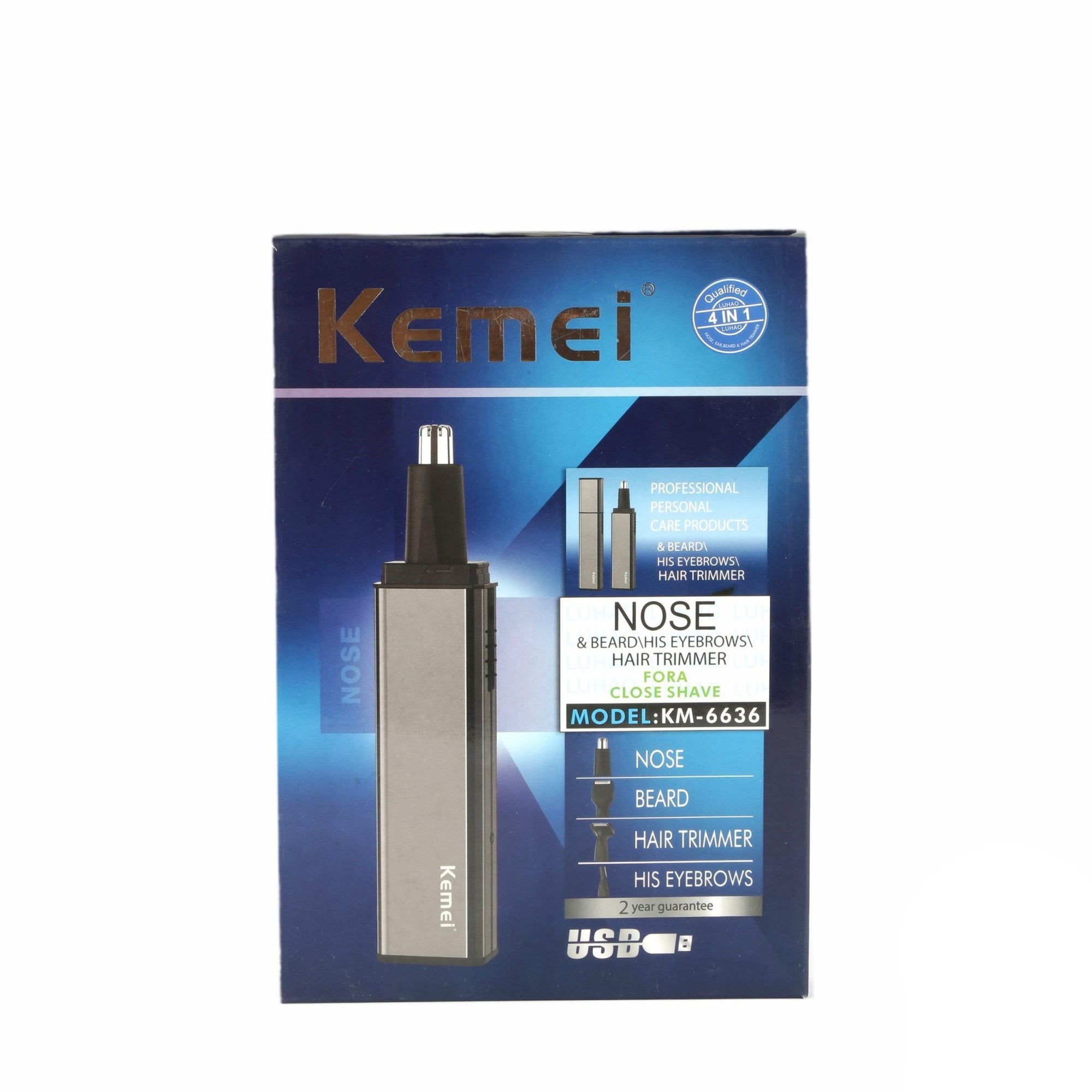Kemei 4 in 1 Hair Trimmer for Close Shave Nose / Beard / Eyebrow KM-6636 freeshipping - lasertag.pk
