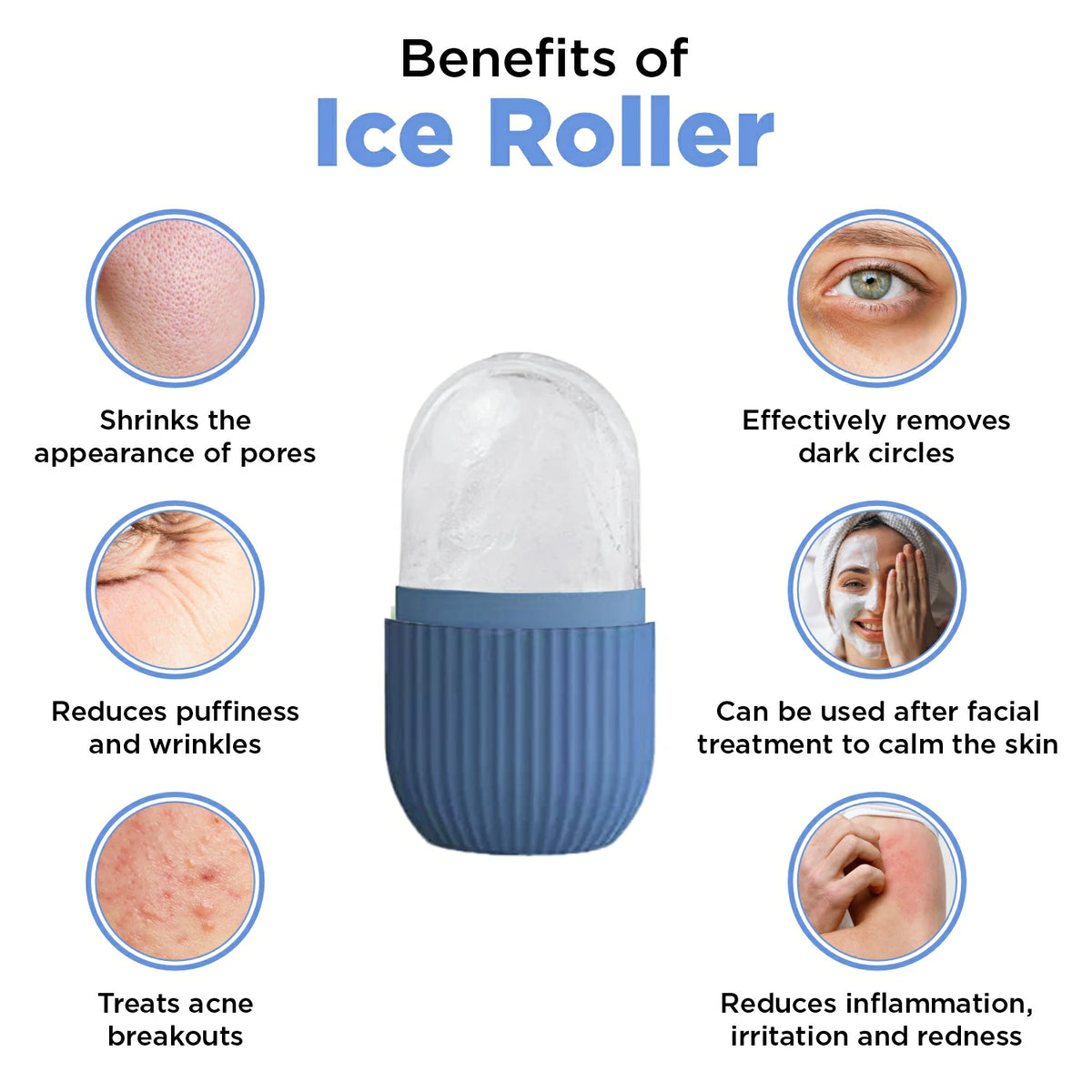 Silicone Reusable Ice Face Roller, Face Massage Ice Holder, for Shrink Pores Reduce Wrinkles Beauty Supplies