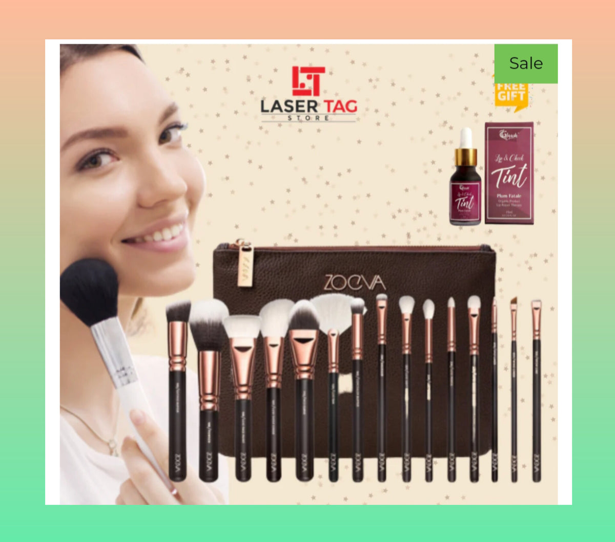 Zoeva brushes with pouch +free gift Glash free tint