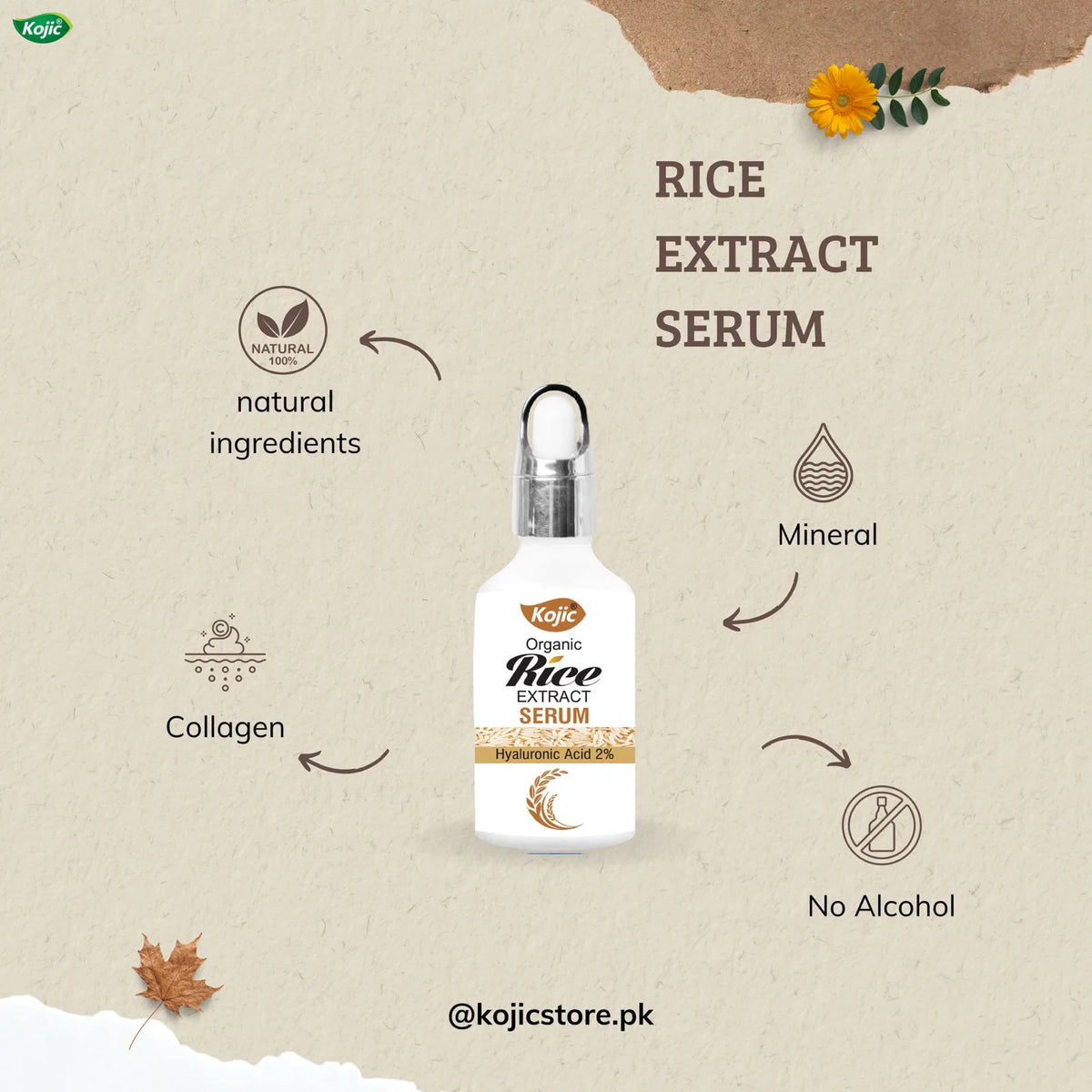 Kojic organic rice serum