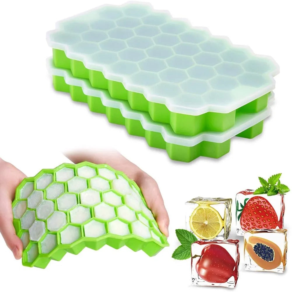 Restock ✨✨
Cavity Honeycomb Ice Cube Trays Reusable Silicone Ice Cube Mold BPA Free Ice Maker with Removable Lids