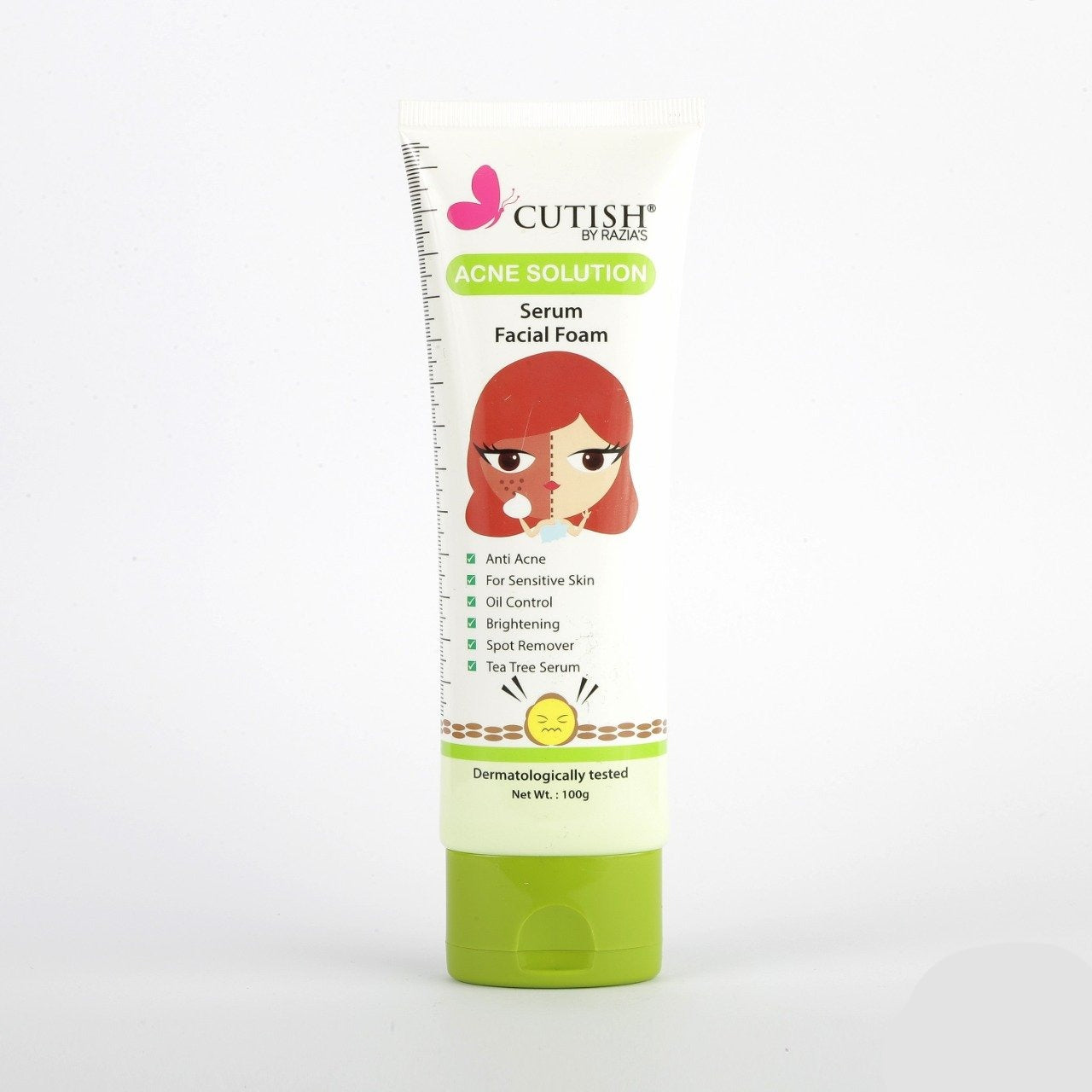 Cutish Acne Solution Facewash Serum Facial Foam 100g freeshipping - lasertag.pk