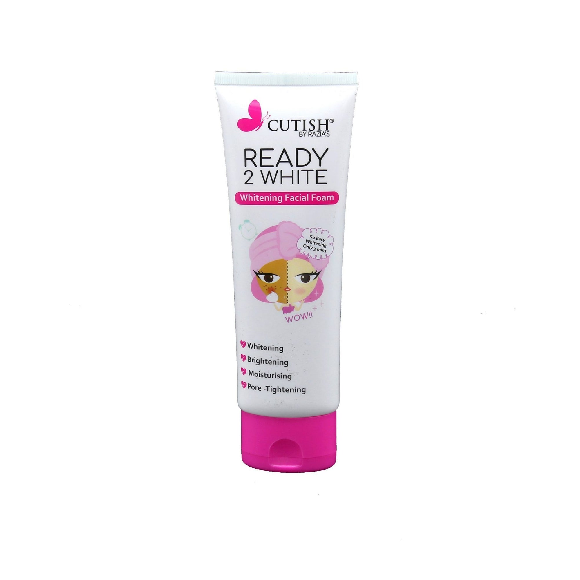 Cutish Ready to White Facewash Whitening Facial Foam 100g freeshipping - lasertag.pk