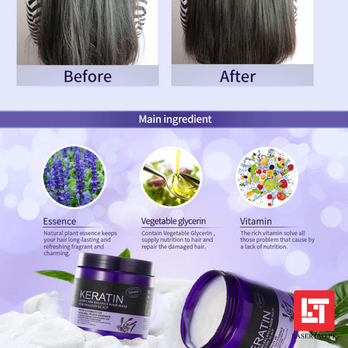 Keratin Hair Care Balance Keratin Hair Mask For Healthy Scalp Lavender 1Kg freeshipping - lasertag.pk