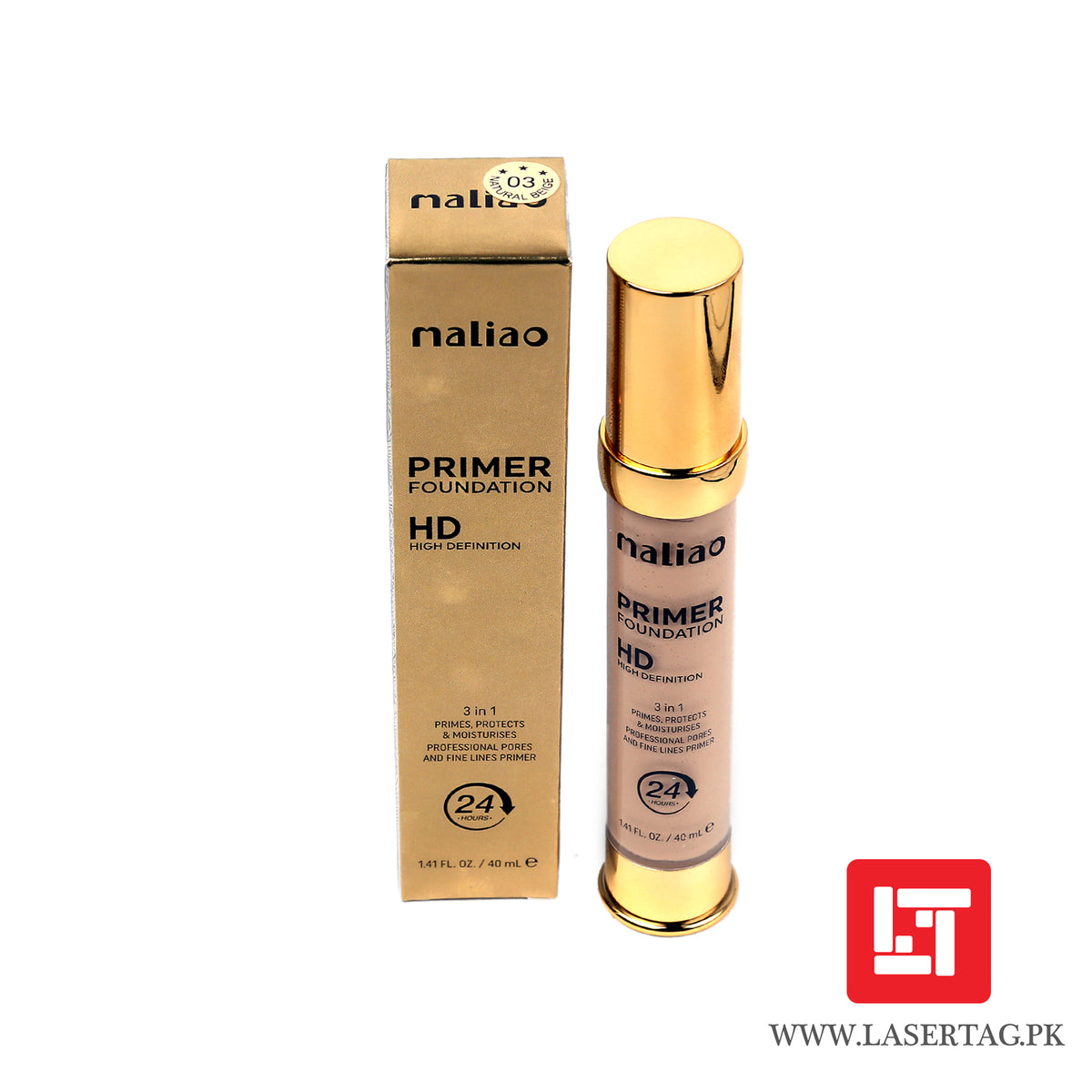 Maliao Primer Foundation HD High Definition 3 In 1 PRimes, Protects &amp; Moisturises Natural Beige M175-03 40ml freeshipping - lasertag.pk