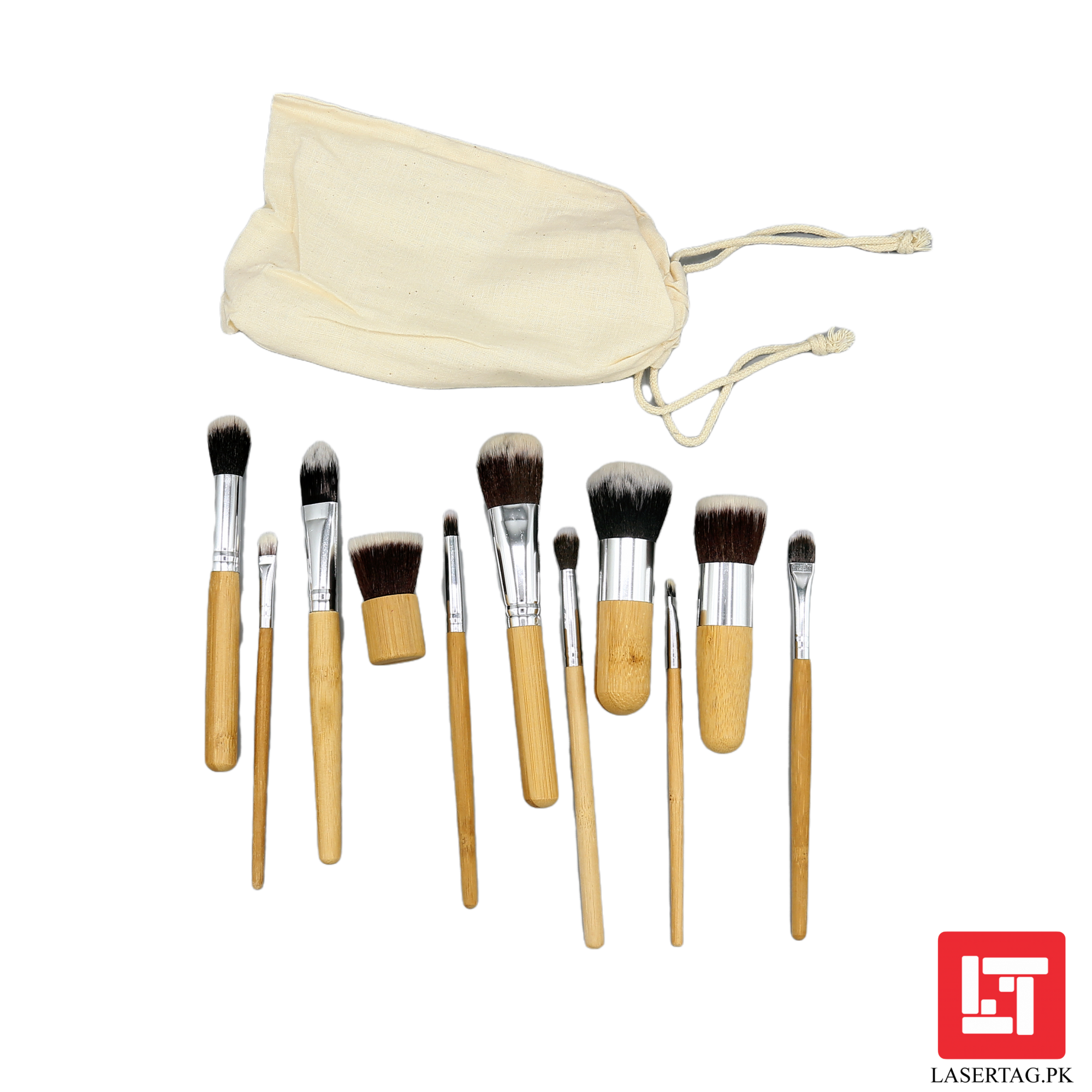 Wooden Brushes Makeup White Pouch 11Pcs freeshipping - lasertag.pk